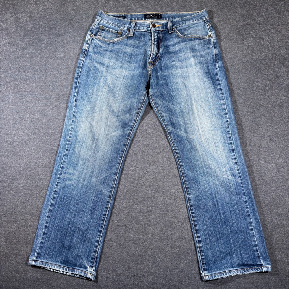 Lucky Brand 221 Original Straight Jeans Mens 32x28 Blue Denim Classic Fit Casual